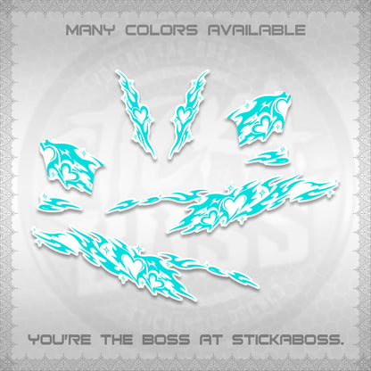 CLICK 125 V2 FOR WHITE DECALS (2026 TRIBAL HEART DESIGN) STICKER KITS BY STICKABOSS