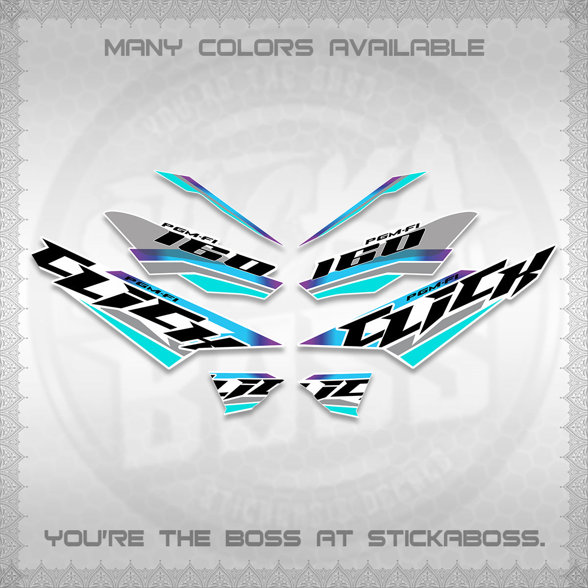 CLICK 160 STRIPING FOR WHITE DECALS (SPORTS RACE STRIPES 01) STICKER KITS BY STICKABOSS