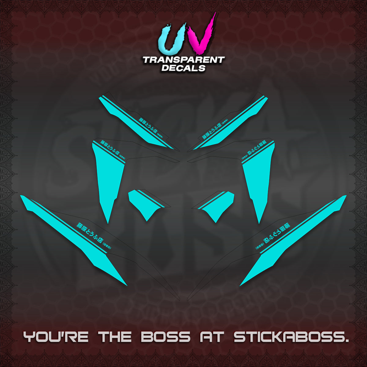 CLICK V2 UV TRANSPARENT DECALS (TRUENO STYLE DESIGN) STICKER KITS BY STICKABOSS