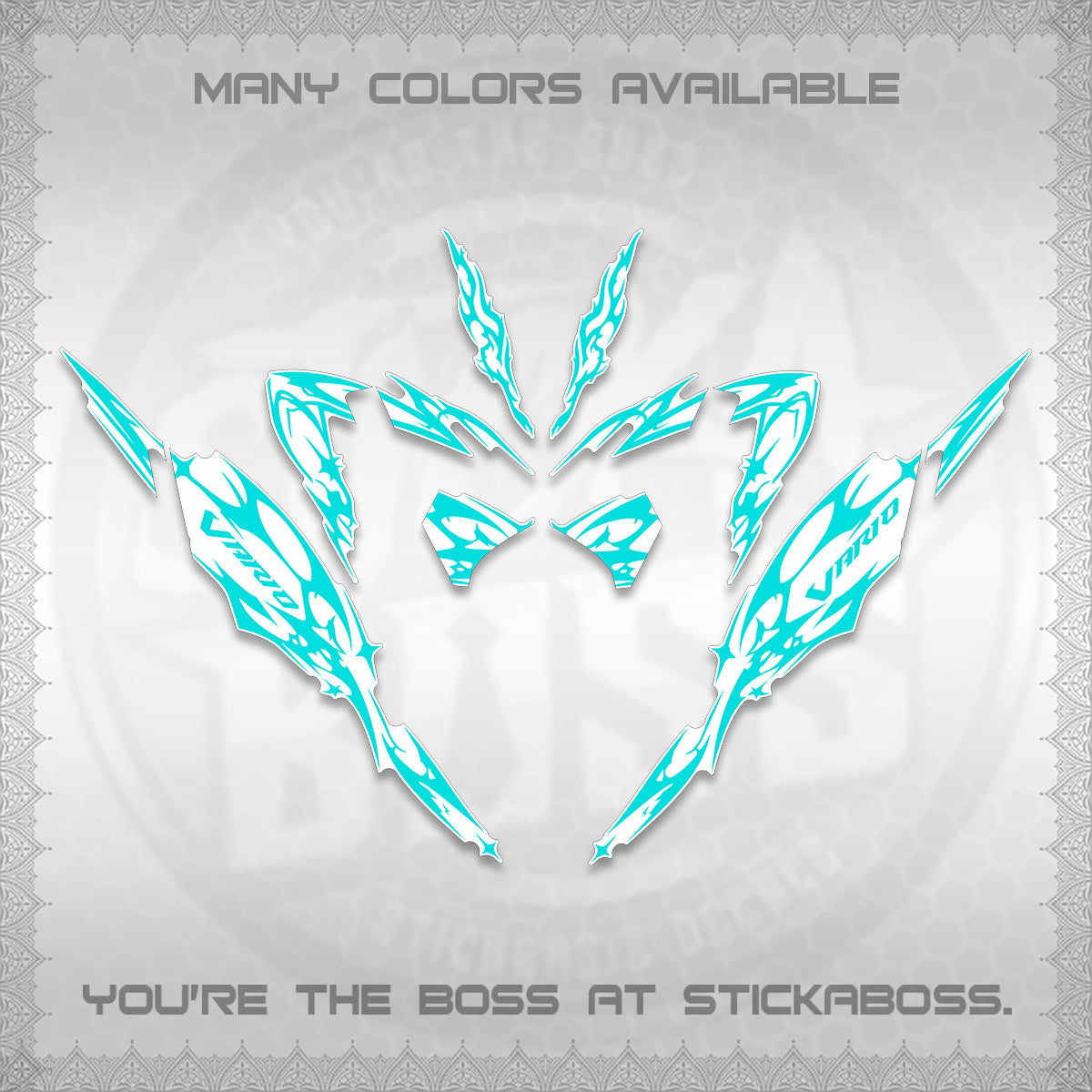 CLICK 125 V4 VARIO FOR WHITE DECALS (2026 TRIBAL LIGHTNING DESIGN) STICKER KITS BY STICKABOSS