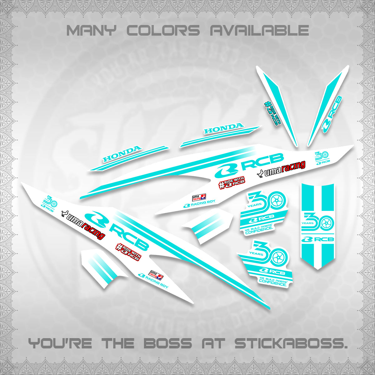 CLICK 125 V2 FOR WHITE DECALS (2026 30TH ANNIVERSARY RACING DESIGN) STICKER DECALS BY STICKABOSS