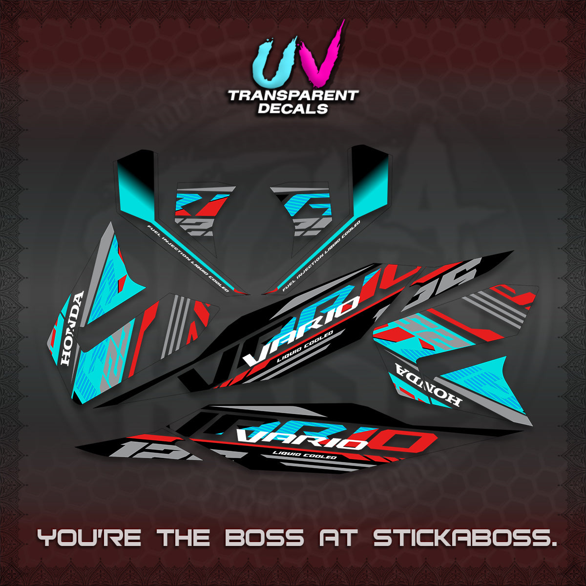 CLICK 125 V4 MALAY VARIO UV TRANSPARENT  DECALS (2026 VV12 DESIGN) STICKER KITS By STICKABOSS