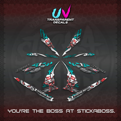 AEROX 155 V1 UV TRANSPARENT DECALS (2026 NEW RCB 2.0 DESIGN) STICKER KITS BY STICKABOSS