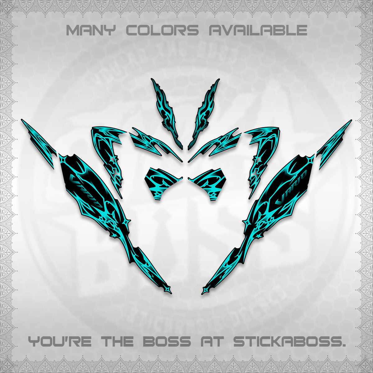 CLICK 125 V4 VARIO DECALS (2026 TRIBAL LIGHTNING DESIGN) STICKER KITS BY STICKABOSS