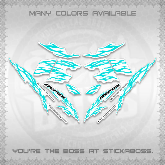 AEROX 155 V2 FOR WHITE DECALS (2026 TRIBAL LIGHTNING DESIGN) STICKER KITS BY STICKABOSS