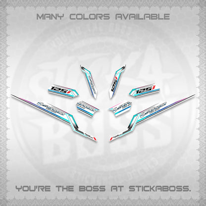 CLICK V3 VARIO STRIPING FOR WHITE DECALS (2026 SPORTS RACE DESIGN) STICKER KITS BY STICKABOSS