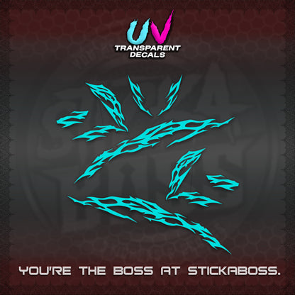CLICK 125 V3 UV TRANSPARENT DECALS (2026 TRIBAL LIGHTNING DESIGN) STICKER KITS BY STICKABOSS
