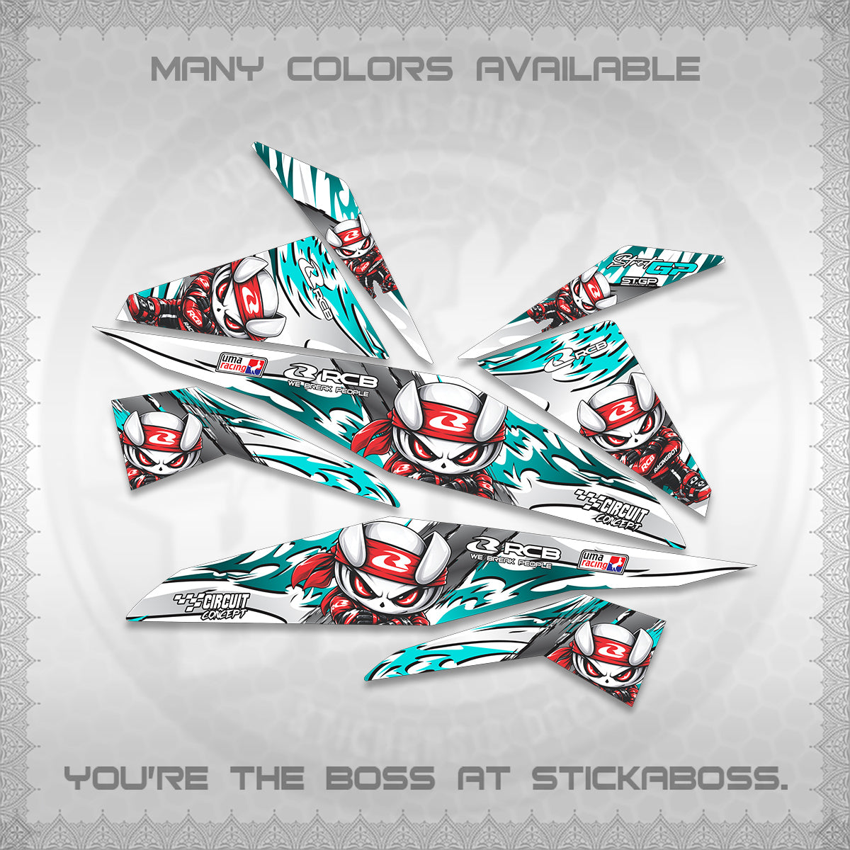 BEAT FI V1 FOR WHITE DECALS (2026 NEW RCB 2.0 DESIGN) STICKER KITS BY STICKABOSS