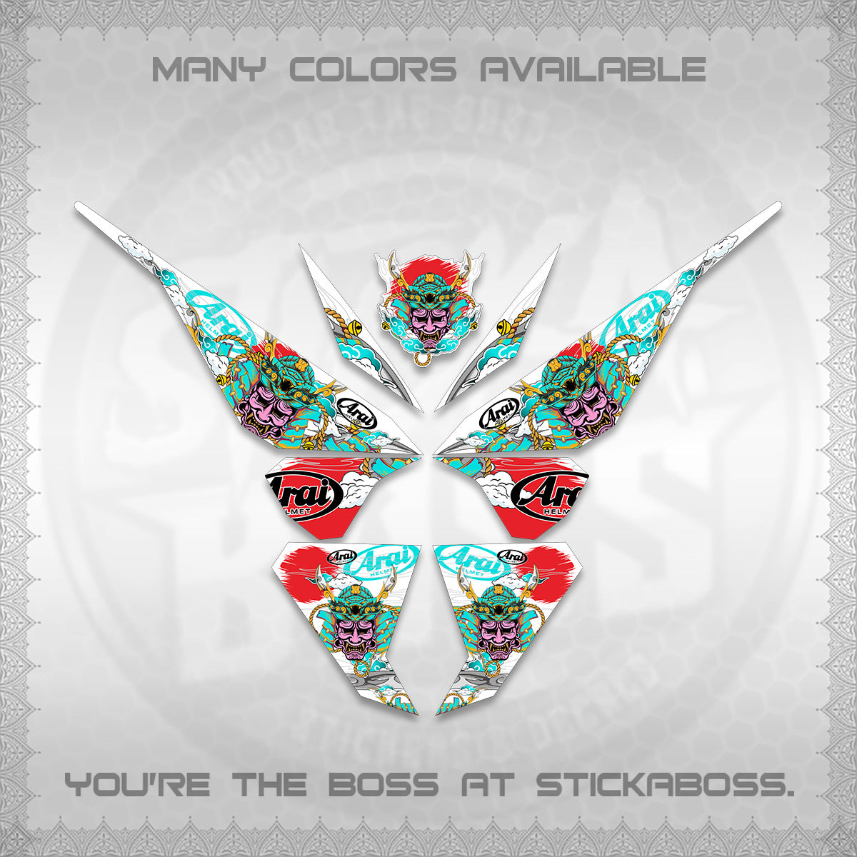 CLICK 125 V1 VARIO FOR WHITE DECALS (2026 NEW SAMURAI MOTIF) STICKER KITS BY STICKABOSS