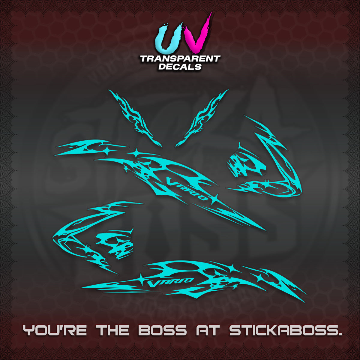 CLICK 125 V3 VARIO UV TRANSPARENT DECALS (2026 T1 LIGHTNING DESIGN) STICKER KITS BY STICKABOSS