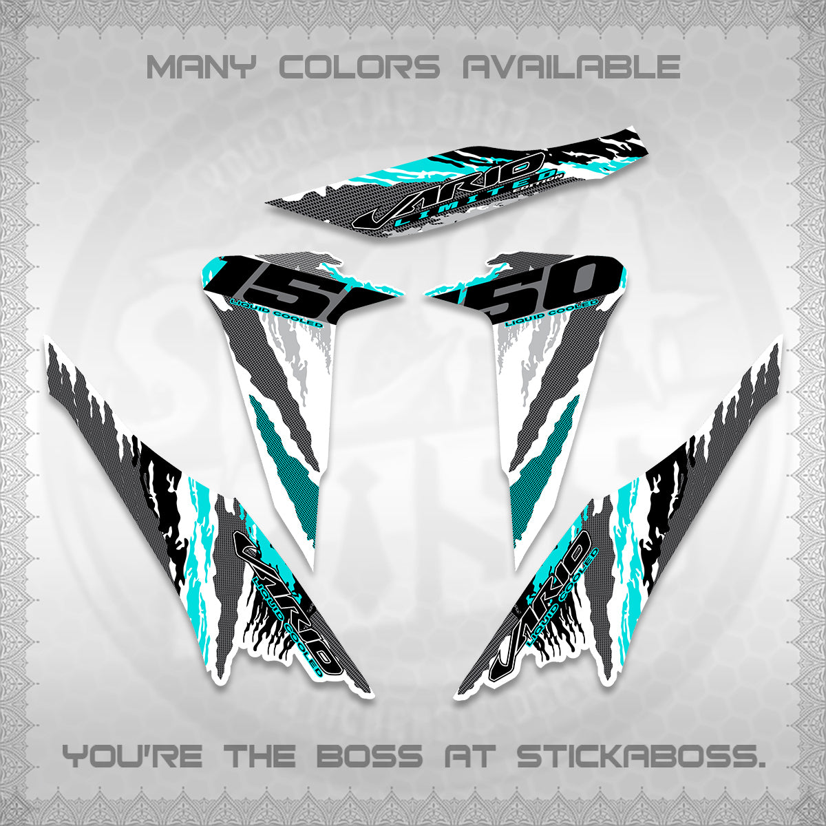 CLICK 150 V2 VARIO FOR WHITE DECALS (2022 SPECIAL SPLASH DESIGN) STICKER KITS BY STICKABOSS