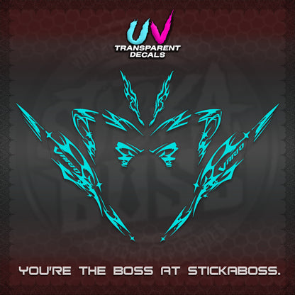 CLICK 125 V4 VARIO UV TRANSPARENT DECALS (2026 TRIBAL LIGHTNING DESIGN) STICKER KITS BY STICKABOSS
