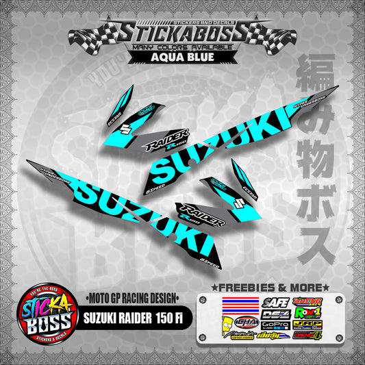 Suzuki Raider 150 Fi Decals AQUA BLUE ( MotoGP Racing Design )【WITH FREEBIES】
