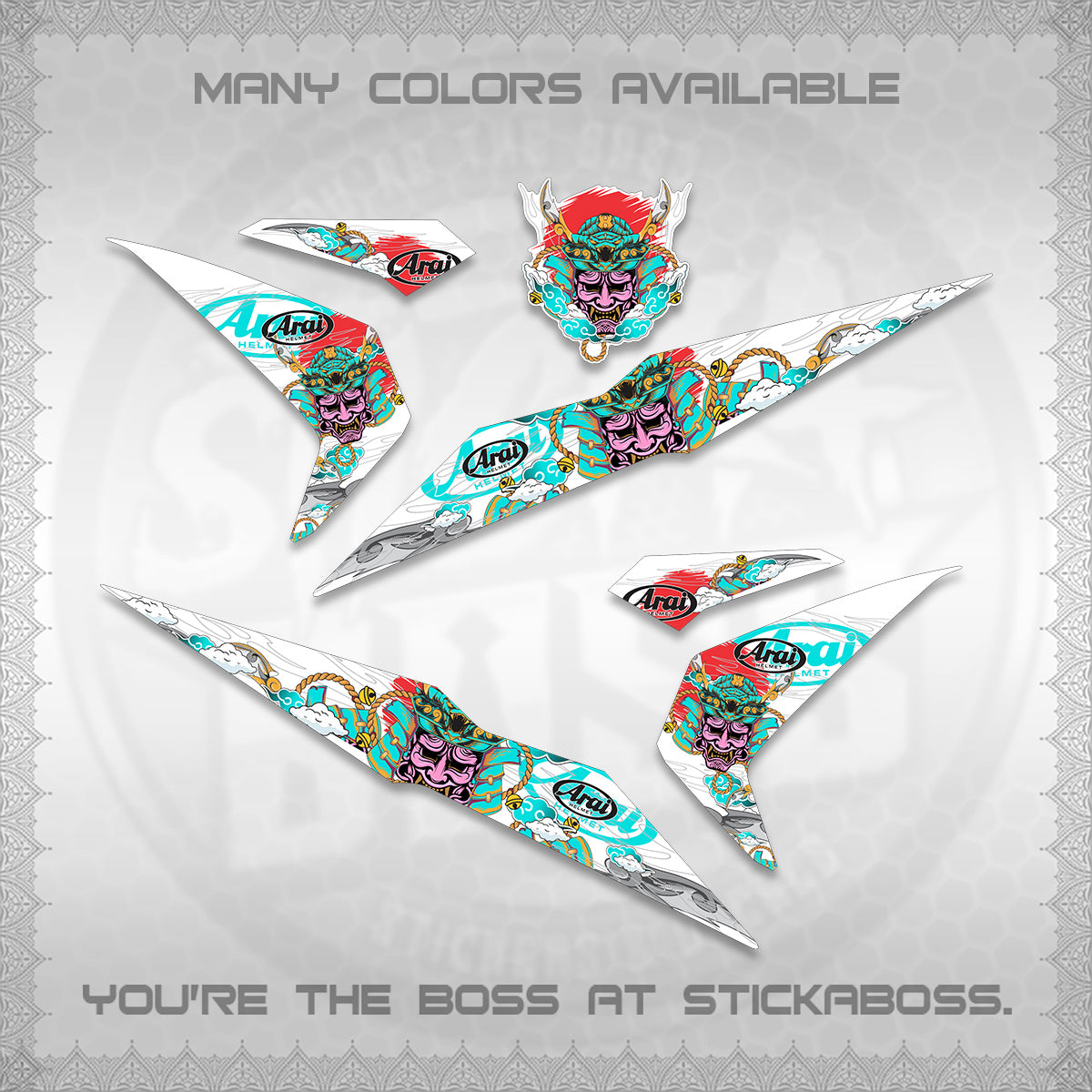 BEAT FI V2 INDO FOR WHITE DECALS (2026 NEW SAMURAI MOTIF) STICKER KITS BY STICKABOSS
