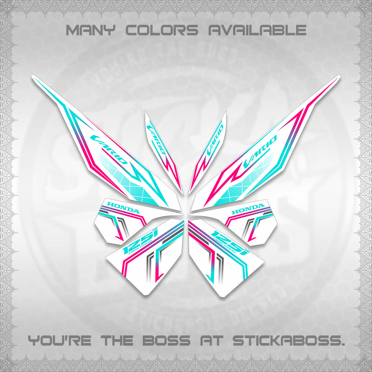 CLICK V1 VARIO DECALS FOR WHITE (2 TONE STRIPES 2026) STICKER DECALS By STICKABOSS