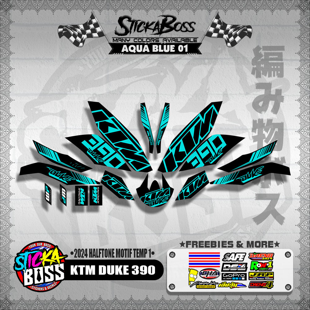 KTM DUKE 390 STICKER DECALS ( 2024 HALFTONE MOTIF TEMP 1 )【WITH FREEBIES】