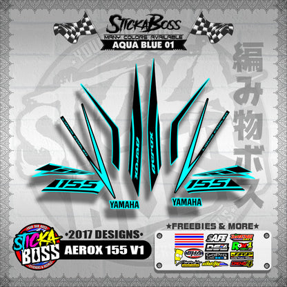 AEROX 155 V1 STOCK DECALS ( 2017 DESIGNS ) 【WITH FREEBIES】