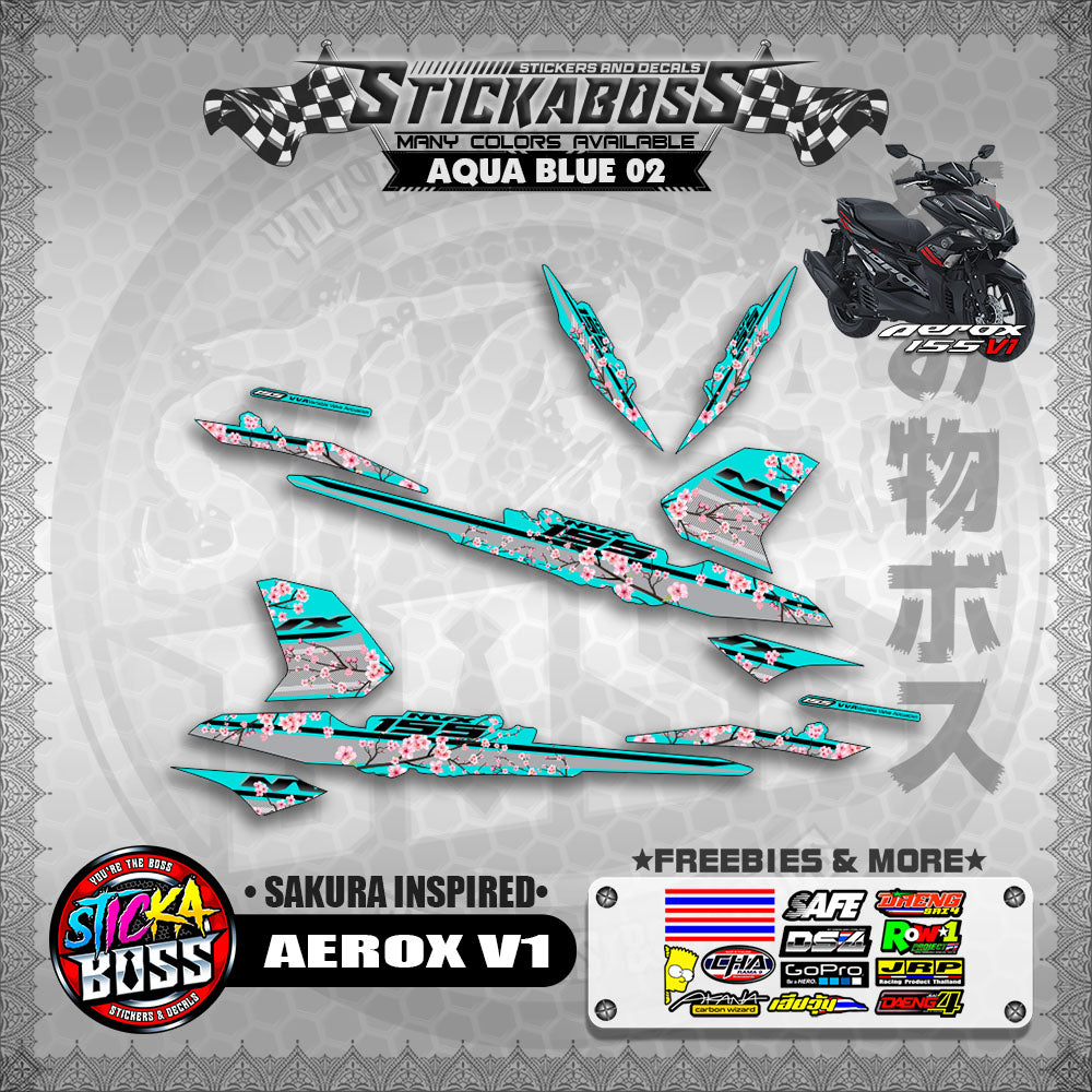 AEROX V1 STICKER DECALS ( SAKURA INSPIRED )【WITH FREEBIES】