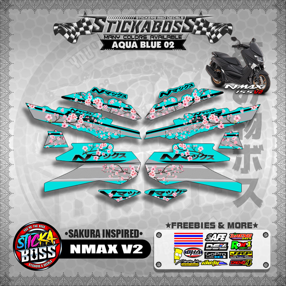 NMAX V2 STICKER DECALS ( SAKURA INSPIRED )【WITH FREEBIES】