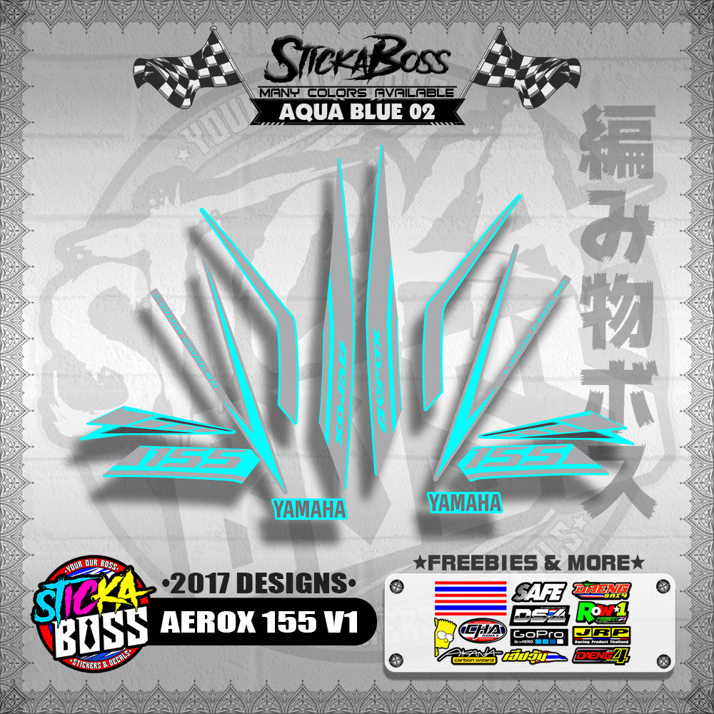 AEROX 155 V1 STOCK DECALS ( 2017 DESIGNS ) 【WITH FREEBIES】