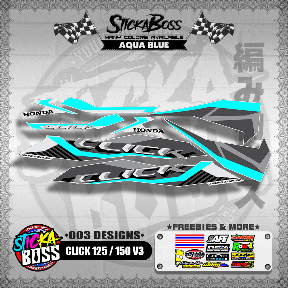 CLICK 125 / 150 V3 STOCK DECALS ( 003 DESIGNS )【WITH FREEBIES】