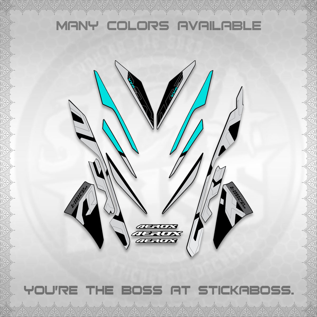 AEROX V3 ALPHA TURBO STOCK DECALS (STOCK DESIGN 2026)STICKER DECALS By STICKABOSS
