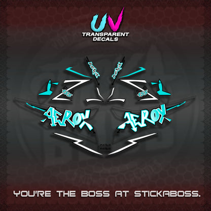 【PREMIUM UV PRINT】AEROX 155 V2 DECALS TRANSPARENT (STRIPING GRAFITY MOTIF) STICKER DECALS By STICKAB