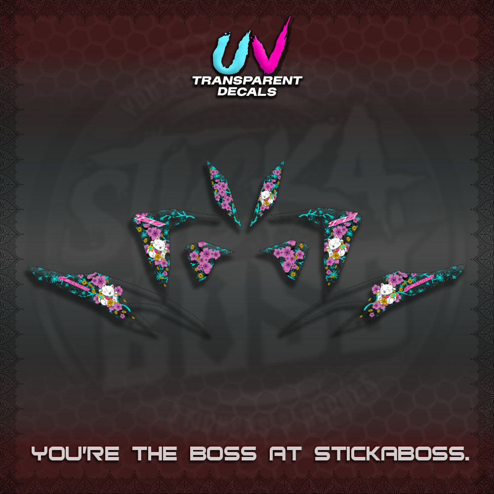 【PREMIUM UV PRINT】TRANSPARENT  CLICK 125 V2 DECALS (LUCKY CAT SAKURA STRIPING)By STICKABOSS