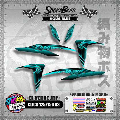 CLICK 125 / 150 V3 DECALS ( EL VERDE JRP )【WITH FREEBIES】