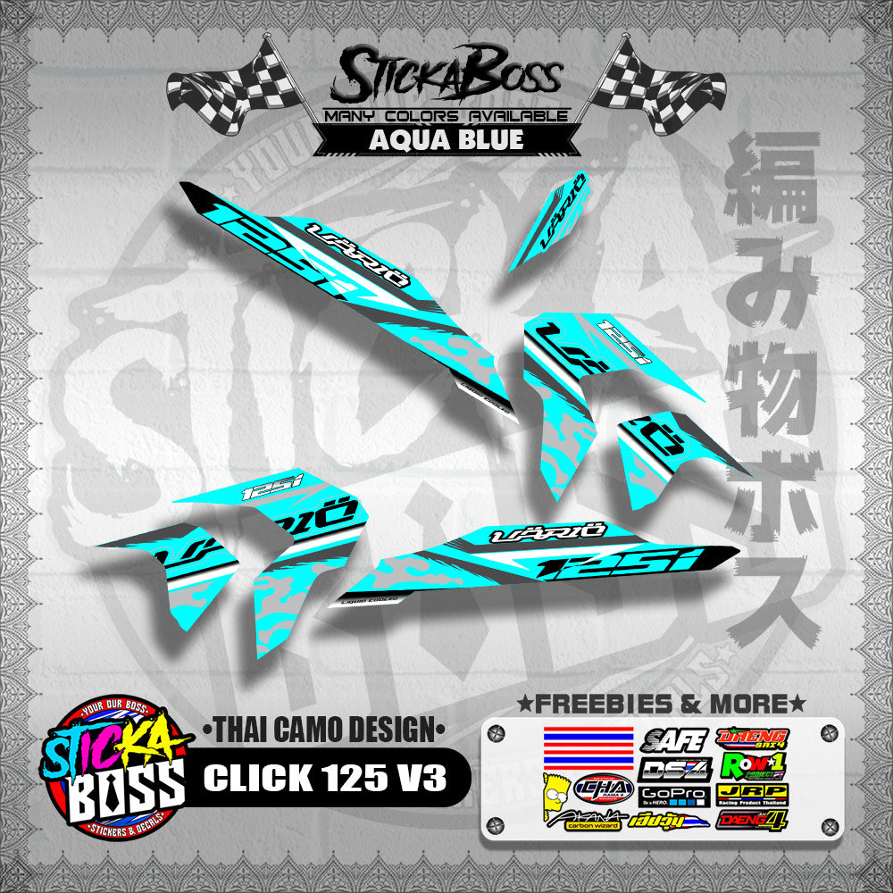 CLICK 125i V3 DECALS ( THAI CAMO DESIGN )【WITH FREEBIES】