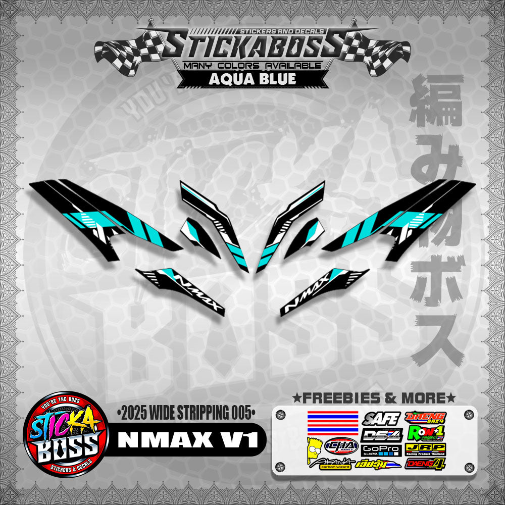 NMAX V1 INDO STICKER DECALS ( 2025 WIDE STRIPPING 005 )【WITH FREEBIES】
