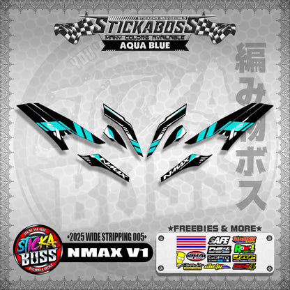 NMAX V1 INDO STICKER DECALS ( 2025 WIDE STRIPPING 005 )【WITH FREEBIES】