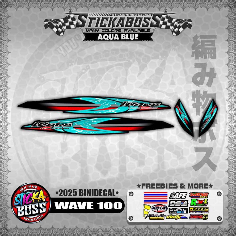 WAVE 100 STICKER DECALS ( 2025 BINIDECAL )【WITH FREEBIES】