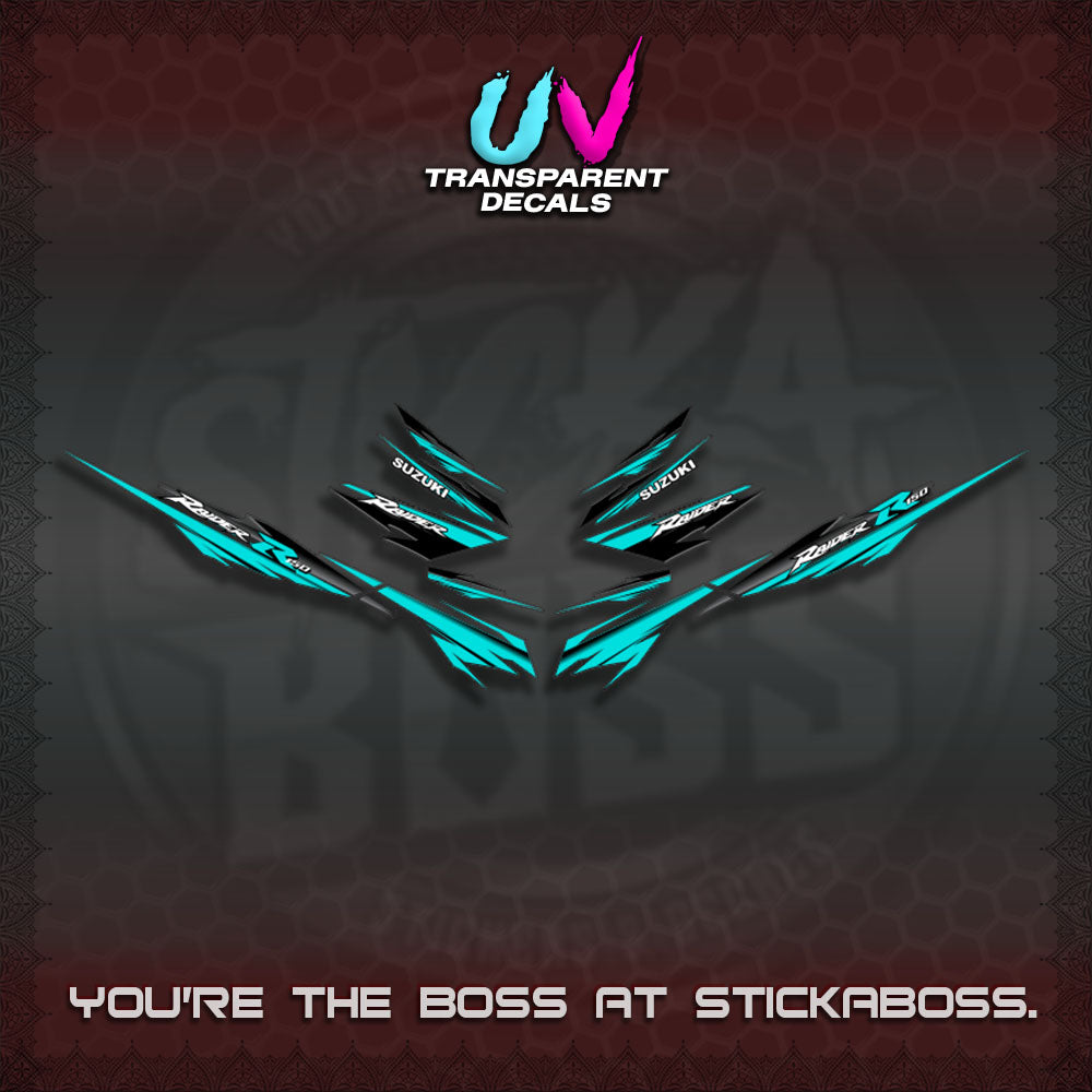 【PREMIUM UV PRINT】TRANSPARENT RAIDER 150 FI SATRIA  DECALS (MINIMALIST 0016 DESIGN)By STICKABOSS