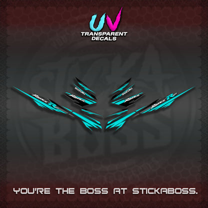 【PREMIUM UV PRINT】TRANSPARENT RAIDER 150 FI SATRIA  DECALS (MINIMALIST 0016 DESIGN)By STICKABOSS
