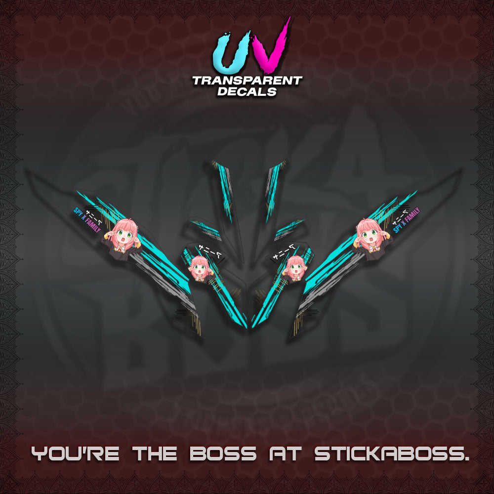 【PREMIUM UV PRINT】TRANSPARENT CLICK V3   DECALS (ANYA MOTIF DESIGN)STICKER DECALS By STICKABOSS