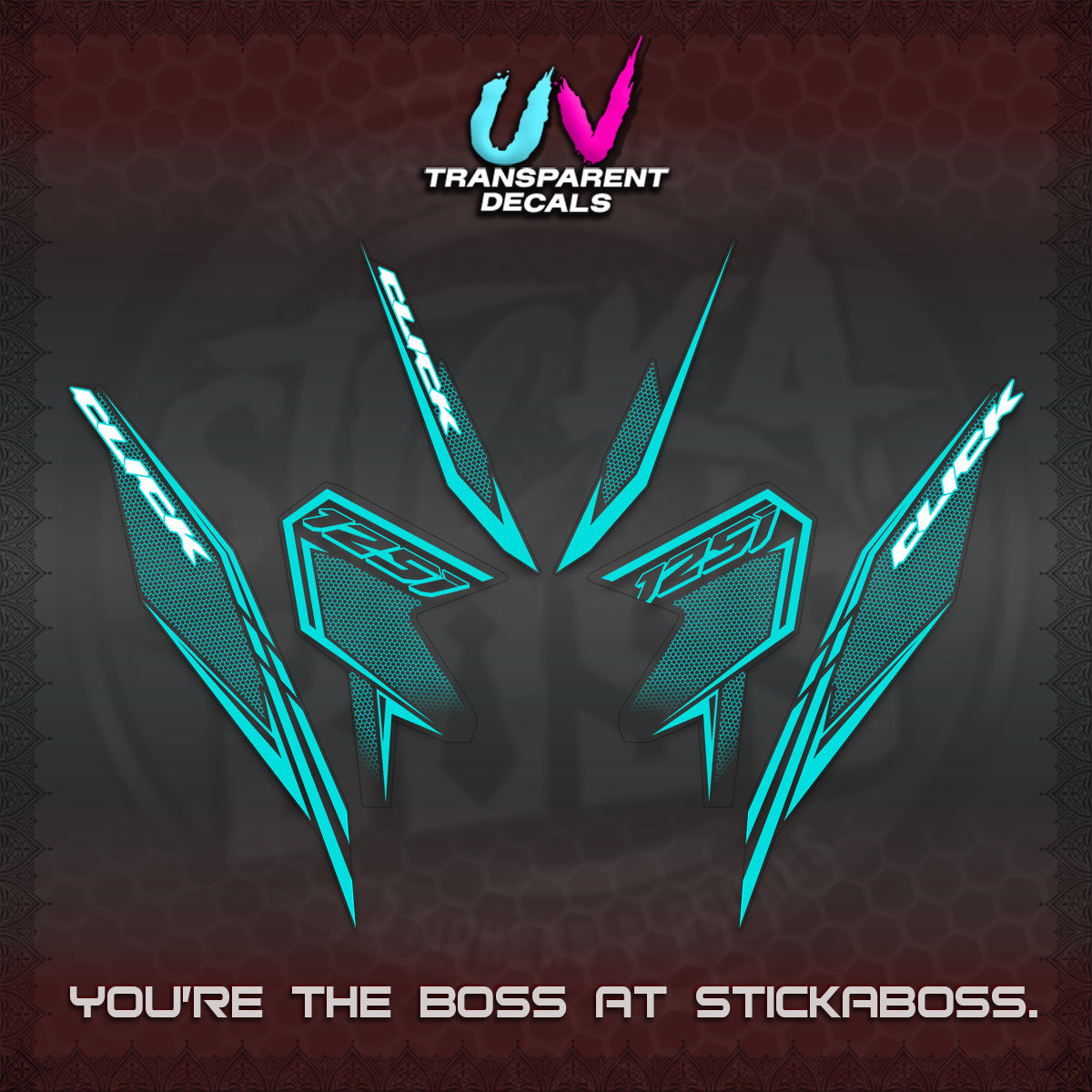 CLICK 125 V3 UV TRANSPARENT DECALS (2026 LINE UP DESIGN) STICKER KITS By STICKABOSS