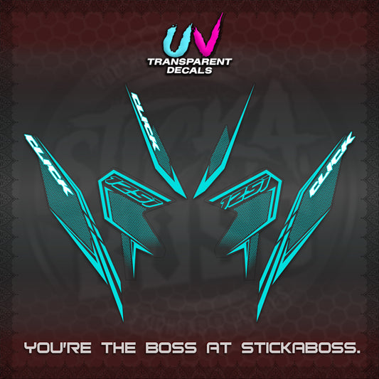 CLICK 125 V3 UV TRANSPARENT DECALS (2026 LINE UP DESIGN) STICKER KITS By STICKABOSS