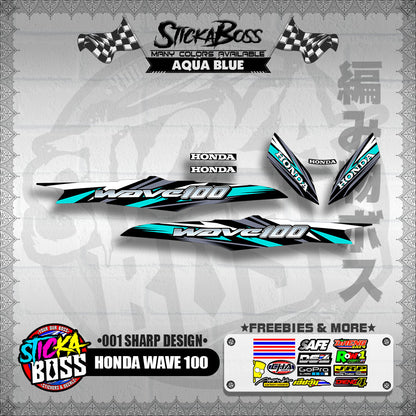 HONDA WAVE 100 DECALS ( 001 SHARP DESIGN )【WITH FREEBIES】