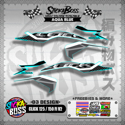 CLICK 125 / 150 Fi V2 DECALS ( 03 DESIGN )【WITH FREEBIES】