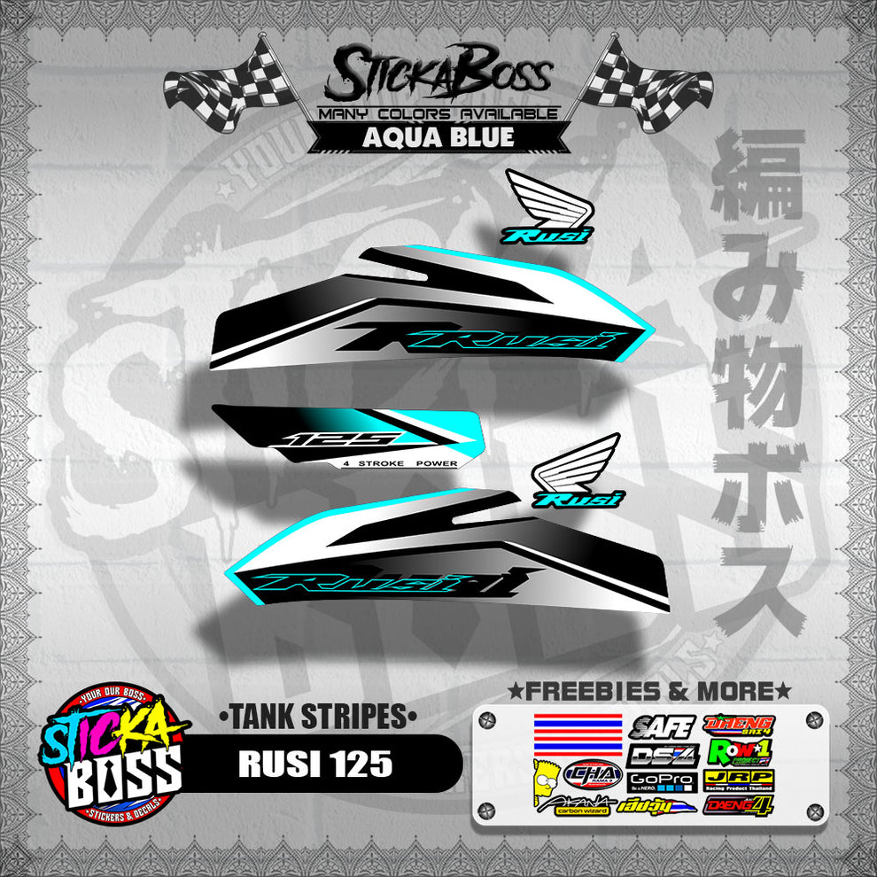 RUSI 125 DECALS ( TANK STRIPES )【WITH FREEBIES】 – StickaBoss