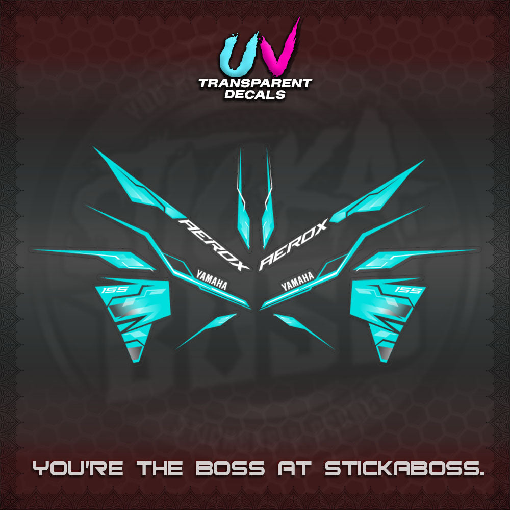【PREMIUM UV PRINT】TRANSPARENT AEROX  V3 INDO DECALS(ALPHA TURBO 0001)STICKER DECALS By STICKABOSS