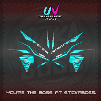 【PREMIUM UV PRINT】TRANSPARENT AEROX  V3 INDO DECALS(ALPHA TURBO 0001)STICKER DECALS By STICKABOSS