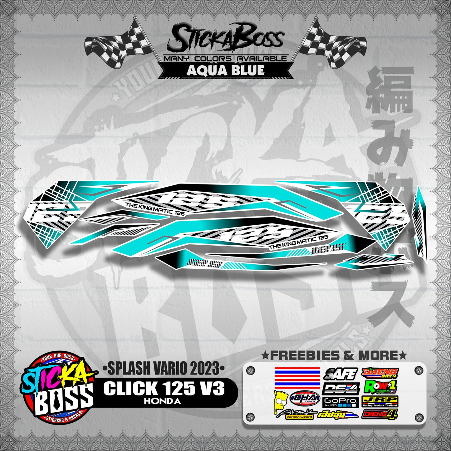 CLICK 125 V3 STOCK DECALS ( SPLASH VARIO 2023 )【WITH FREEBIES】