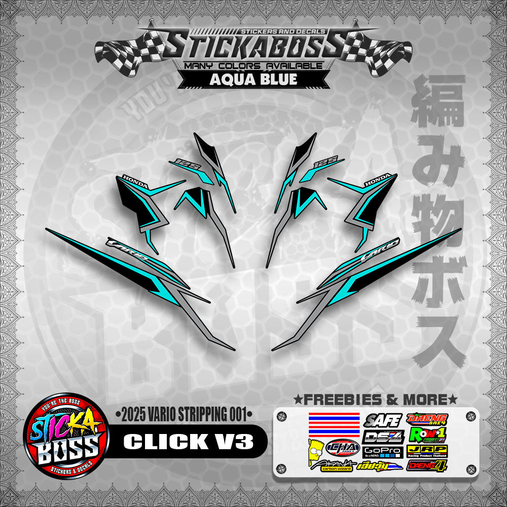 CLICK V3 STICKER DECALS ( 2025 VARIO STRIPPING 001 )【WITH FREEBIES】