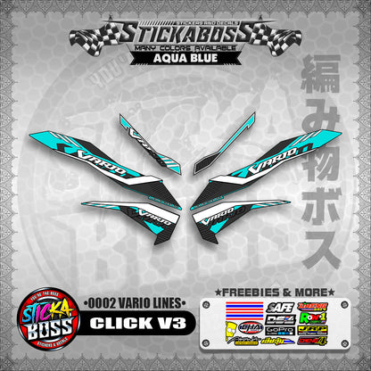 CLICK V3 STICKER DECALS ( 0002 VARIO LINES )【WITH FREEBIES】