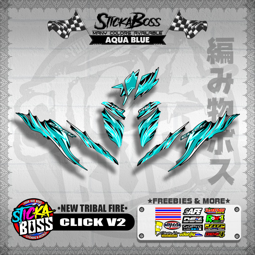 CLICK V2 DECALS ( NEW TRIBAL FIRE )【WITH FREEBIES】