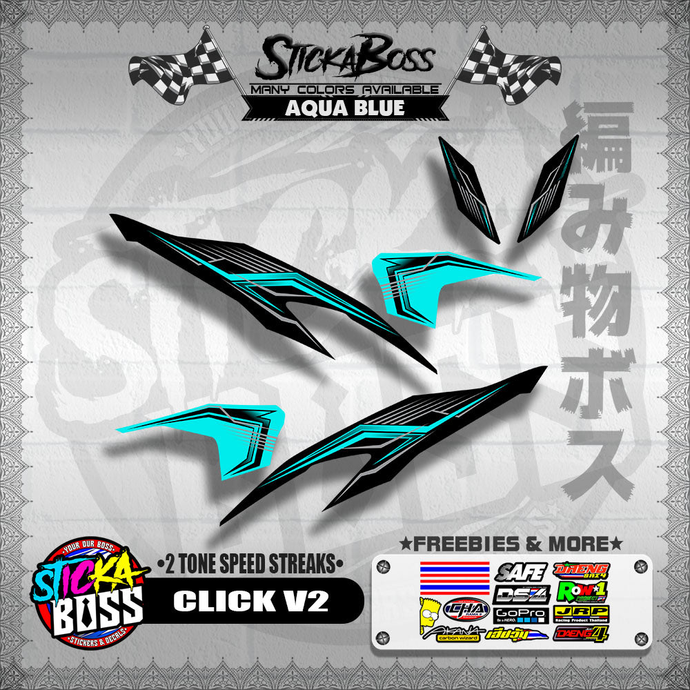 CLICK V2 DECALS ( 2 TONE SPEED STREAKS )【WITH FREEBIES】