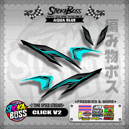 CLICK V2 DECALS ( 2 TONE SPEED STREAKS )【WITH FREEBIES】
