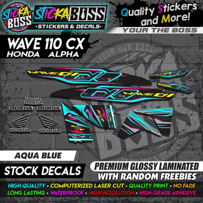 Honda Wave 110 Alpha CX (Stock Decals)【PREMIUM GLOSSY LAMINATED】